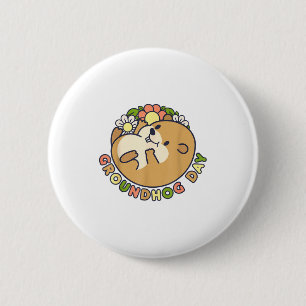 Badge Rond 5 Cm Jour de la marmotte Hommes Femmes Rétro Vintage 60