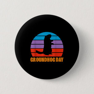 Badge Rond 5 Cm Jour de la marmotte silhouette de retr marmotte