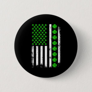 Badge Rond 5 Cm jour de la saint patrick drapeau américain trèfle