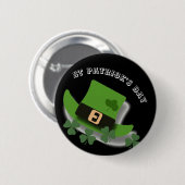 Badge Rond 5 Cm Jour de la Saint Patrick Green Leprchaun Casquette (Devant & derrière)