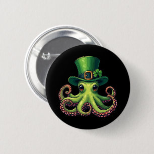Badge Rond 5 Cm Jour de la Saint Patrick Octopus Cute Saint Pattys
