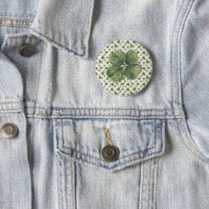 Badge Rond 5 Cm  Jour de la Saint-Patrick Trèfle à quatre feuilles