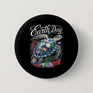 Badge Rond 5 Cm Jour de la Terre 2025 Tortue marine Restaurer la T
