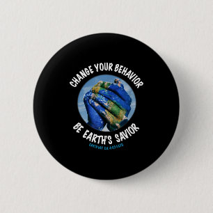 Badge Rond 5 Cm Jour de la Terre Sauver la Planète Planter Plus d'