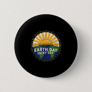 Badge Rond 5 Cm Jour de la Terre Tous les Jours Rétro Vintage Éco