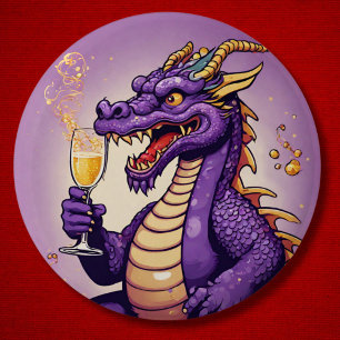 Badge Rond 5 Cm Jour de l'An dragon chinois Lunar signe zodiac 202