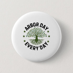 Badge Rond 5 Cm Jour de l'Arbor Quotidien Nature Amour Vintage Joy