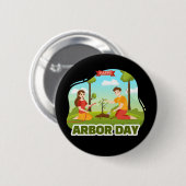 Badge Rond 5 Cm Jour de l'Arbour (Devant & derrière)
