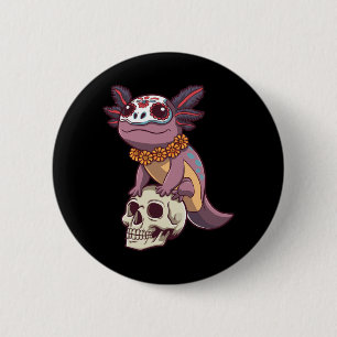 Badge Rond 5 Cm Jour De L'axolotl À Crâne De Sucre De L'agence Gou