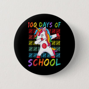 Badge Rond 5 Cm Jour De L'École Dabbing Unicorne 100 Jours Magique