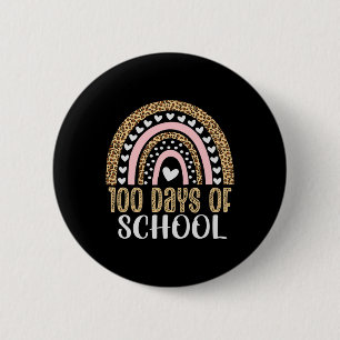 Badge Rond 5 Cm Jour De L'École Enseignant 100 Jours Rainbow Leopa