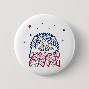 Badge Rond 5 Cm Jour de l'Indépendance American Eagle Stars