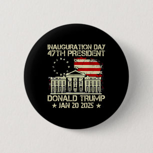 Badge Rond 5 Cm Jour de l'investiture de Trump 2025 47e Président 