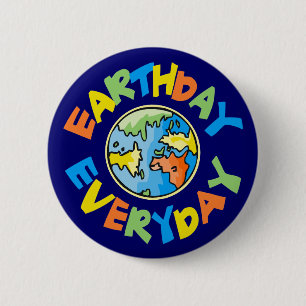 Badge Rond 5 Cm Jour de l'terre chaque jour Éco De l'environnement