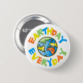 Badge Rond 5 Cm Jour de l'terre tous les jours (Devant & derrière)