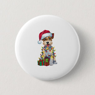 Badge Rond 5 Cm Jour de Noël Éclairage Père Noël Silky Terrier Chi