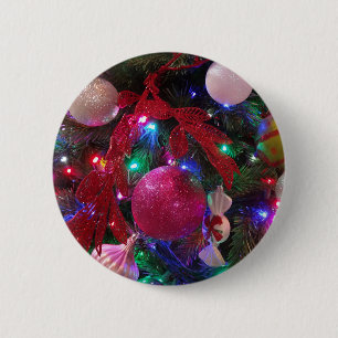 Badge Rond 5 Cm Jour de Noël multicolore Arbre coloré