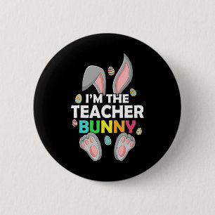 Badge Rond 5 Cm Jour de Pâques Je suis le lapin enseignant Joyeux