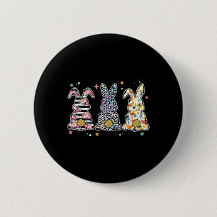 Badge Rond 5 Cm Jour de Pâques mignonne Lapin léopard Floral Joyeu