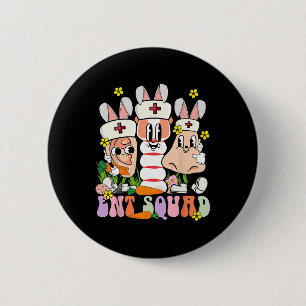 Badge Rond 5 Cm Jour de Pâques ORL Oto-rhino-laryngologie Médecin