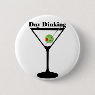 Badge Rond 5 Cm Jour de Pickleball Dîner Martini Pickleball Olive