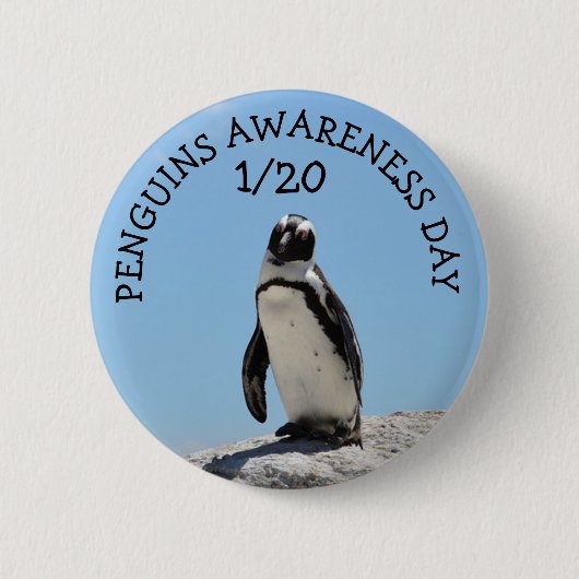 Badge Rond 5 Cm Jour de sensibilisation des pingouins 21 janvier F (Devant)