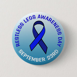 Badge Rond 5 Cm Jour de sensibilisation Jambes sans repos Ruban bl
