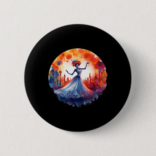 Badge Rond 5 Cm Jour Des Morts Catrina Dame Crâne De Sucre Dia De