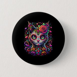 Badge Rond 5 Cm Jour Des Morts Cinco De Mayo Chat Crâne De Sucre