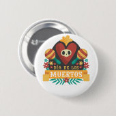 Badge Rond 5 Cm Jour des morts - Dia De Los Muertos Coeur crânien (Devant & derrière)