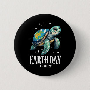 Badge Rond 5 Cm Jour des terres 2025 Restaurer Earth Sea Turtle Ar