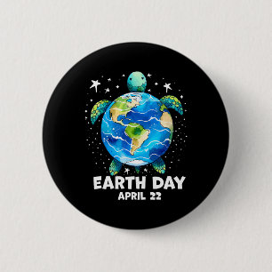 Badge Rond 5 Cm Jour des terres 2025 Restaurer Earth Sea Turtle Ar