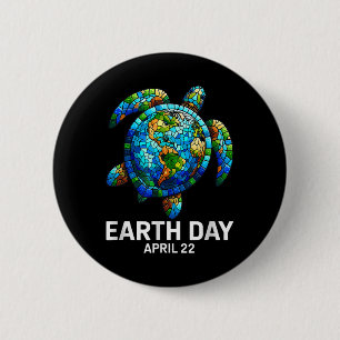 Badge Rond 5 Cm Jour des terres 2025 Restaurer La Tortue de la Ter