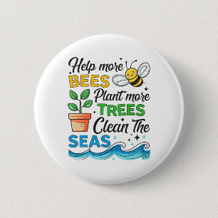 Badge Rond 5 Cm Jour des terres 2025 Sauvez les abeilles Plantes A