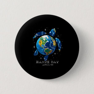 Badge Rond 5 Cm Jour des terres 2025 Save Earth Sea Turtle Art Sav