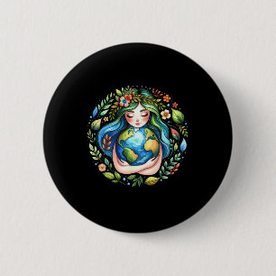 Badge Rond 5 Cm Jour des terres Amour Mère Terre Planète Hug Natur