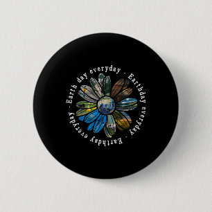 Badge Rond 5 Cm Jour des terres amusant Partout Tournesol Terre An