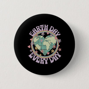 Badge Rond 5 Cm Jour des terres chaque jour Changement climatique