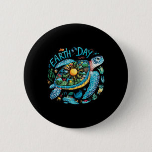 Badge Rond 5 Cm Jour des terres Chemise Tortue Mer Sauvez La Planè