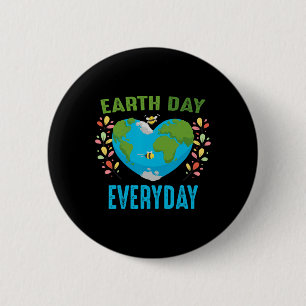 Badge Rond 5 Cm Jour des terres en forme de coeur chaque jour abei