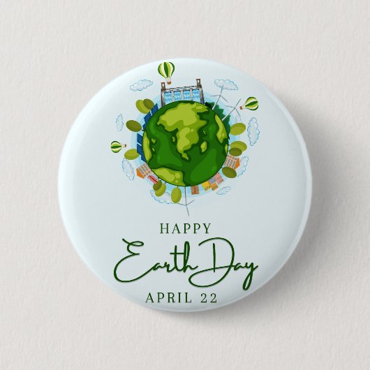 Badge Rond 5 Cm Jour des terres heureux (Devant)