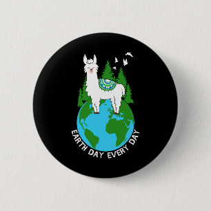 Badge Rond 5 Cm Jour des terres quotidien Llama Cool Pro Environne