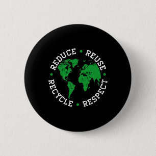 Badge Rond 5 Cm Jour des terres Recycle Réduire Réutiliser Respect