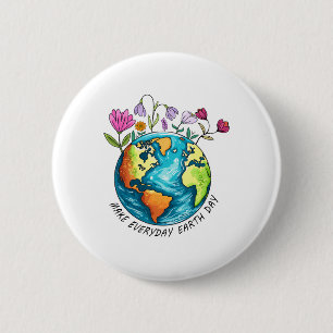 Badge Rond 5 Cm Jour des terres Rendre le Jour des terres quotidie