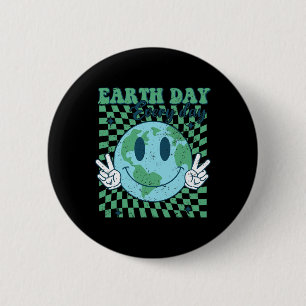 Badge Rond 5 Cm Jour des terres Rétro Sauvez Planète Branchée Femm