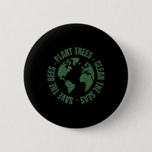 Badge Rond 5 Cm Jour des terres Sauvez les abeilles Plantes Arbres