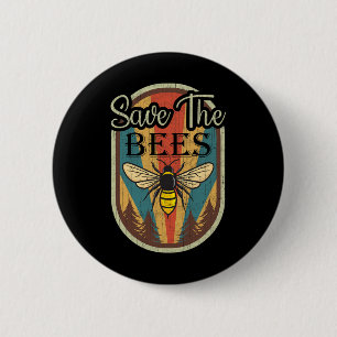 Badge Rond 5 Cm Jour des terres Sauvez Les Abeilles Retro Jour des