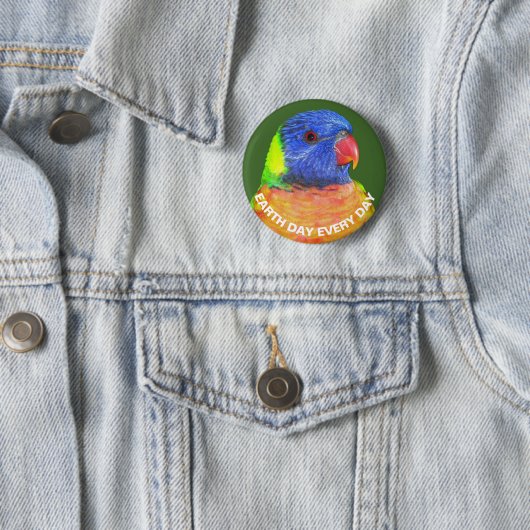 Badge Rond 5 Cm Jour des terres tous les jours Rainbow Lorikeet Pa (En situation)