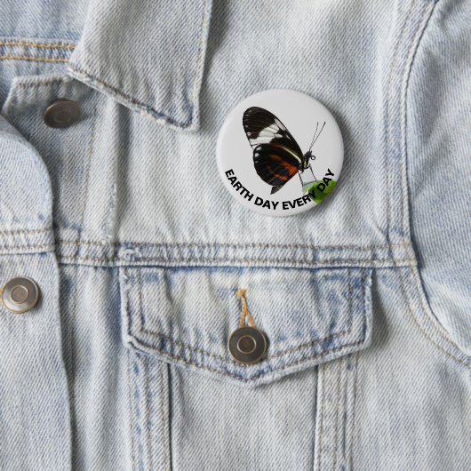 Badge Rond 5 Cm Jour des terres tous les jours Tiger Longwing Butt (En situation)