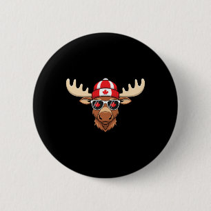 Badge Rond 5 Cm Jour du Canada Drapeau canadien Maple Leaf Moose S
